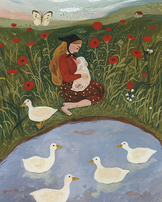 Tijana draws breastfeeding in poppy field