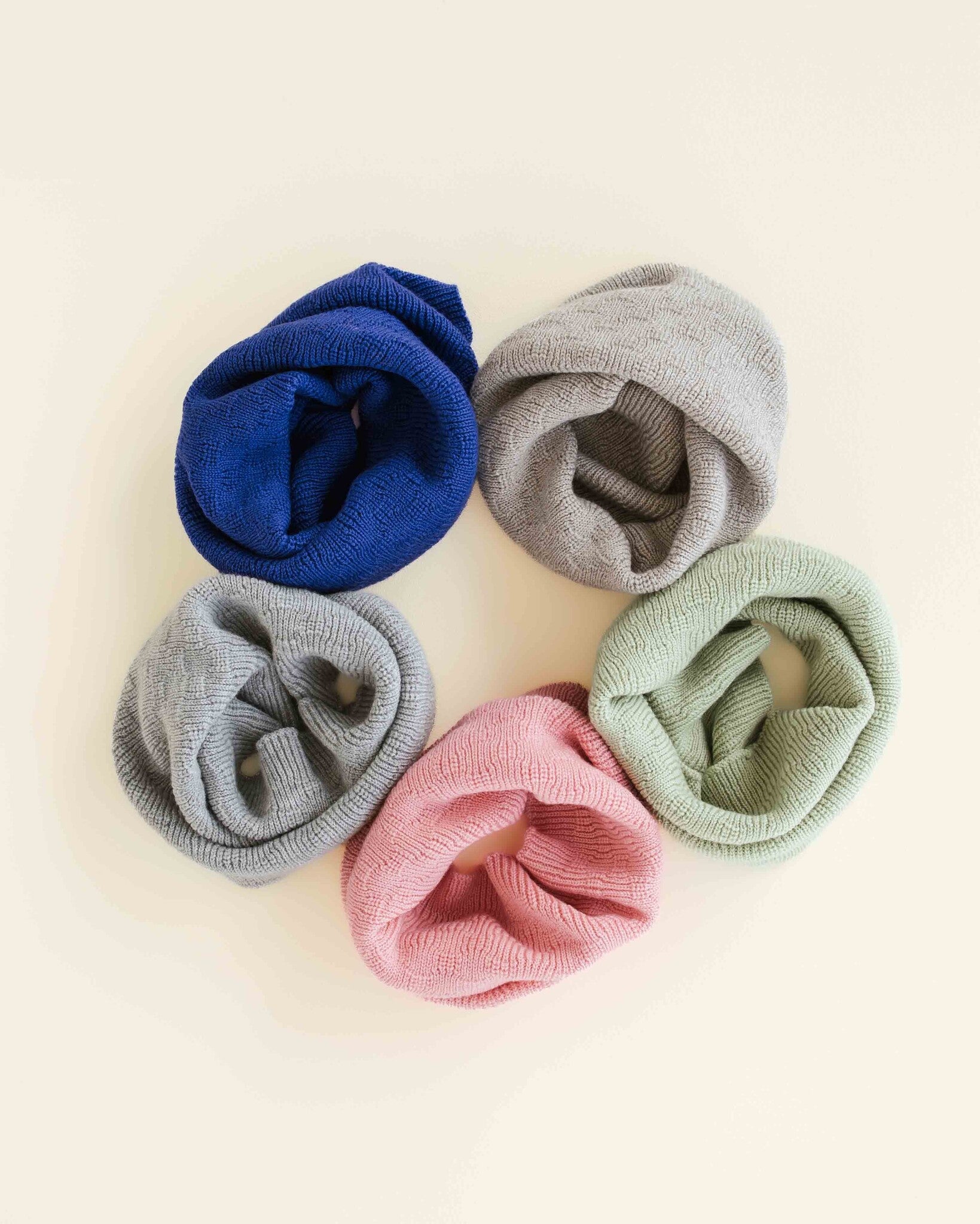 TUBE SCARF BUBBLEGUM-COBALT BLUE-GREY MELANGE- MINT- PEBBLE