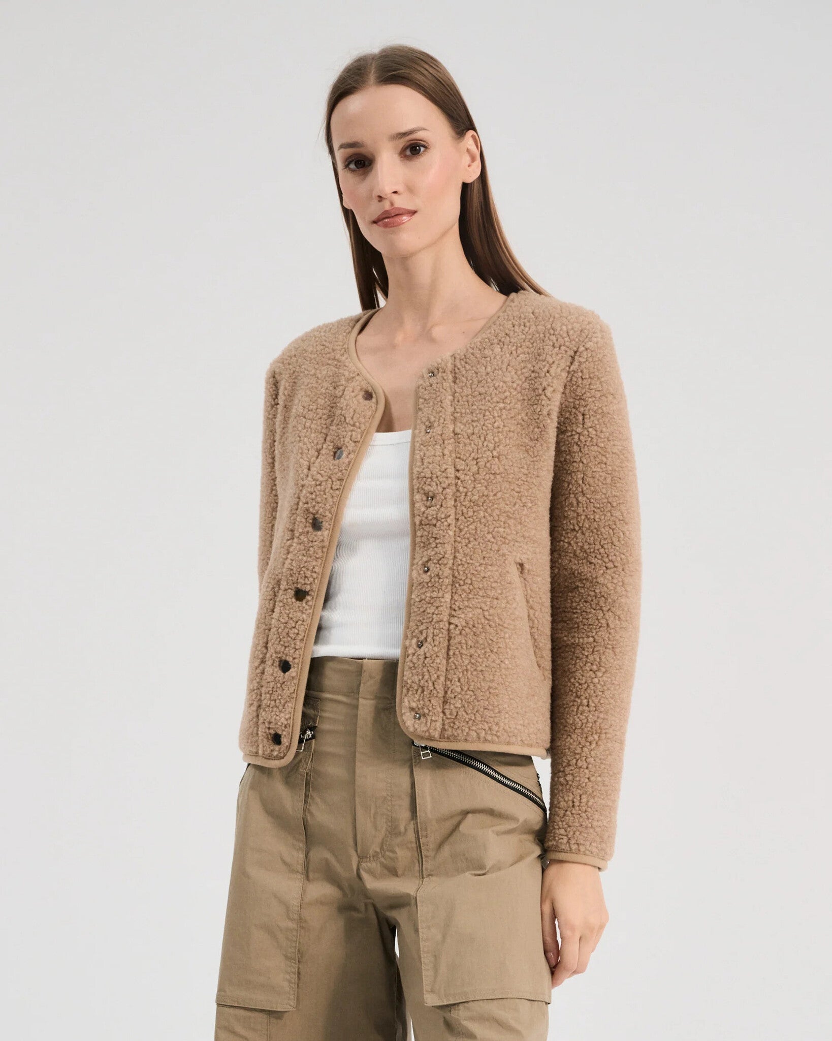 Tyb vest lange mouwen tan 1