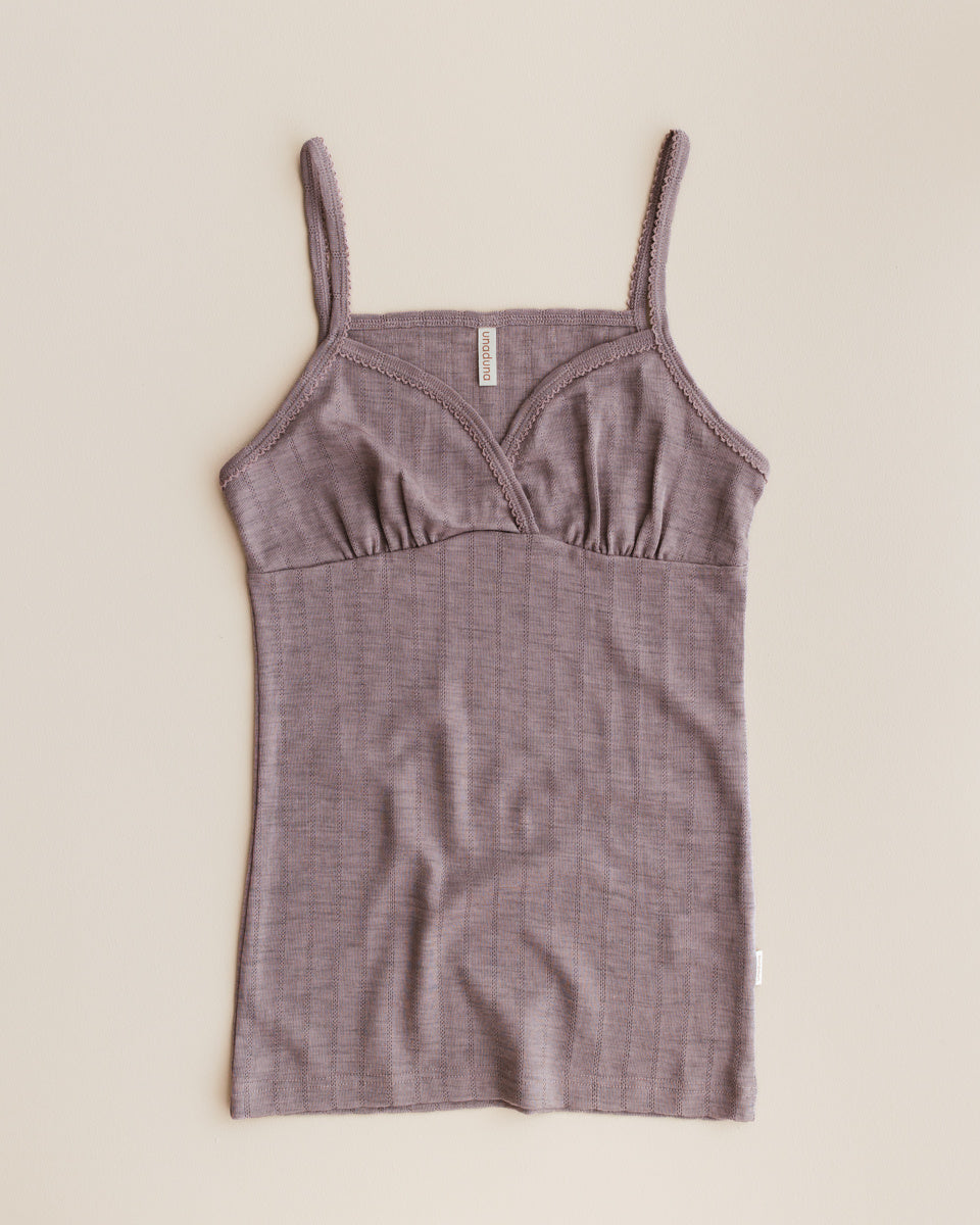 unaduna Chemise streepjes pointelle wol:zijde - heather melange