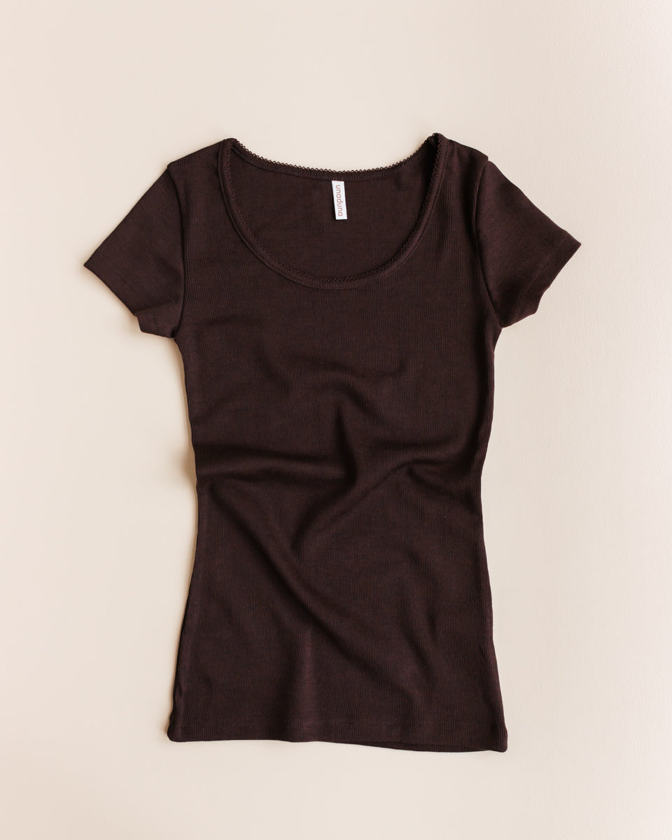 unaduna Dameshemd short sleeves tiny rib wol - kladdkaka 1