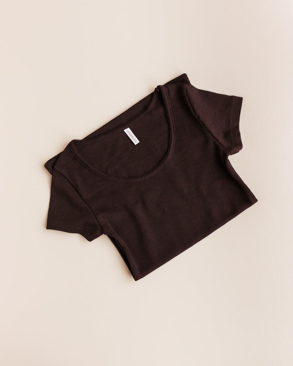 unaduna Dameshemd short sleeves tiny rib wol - kladdkaka 3
