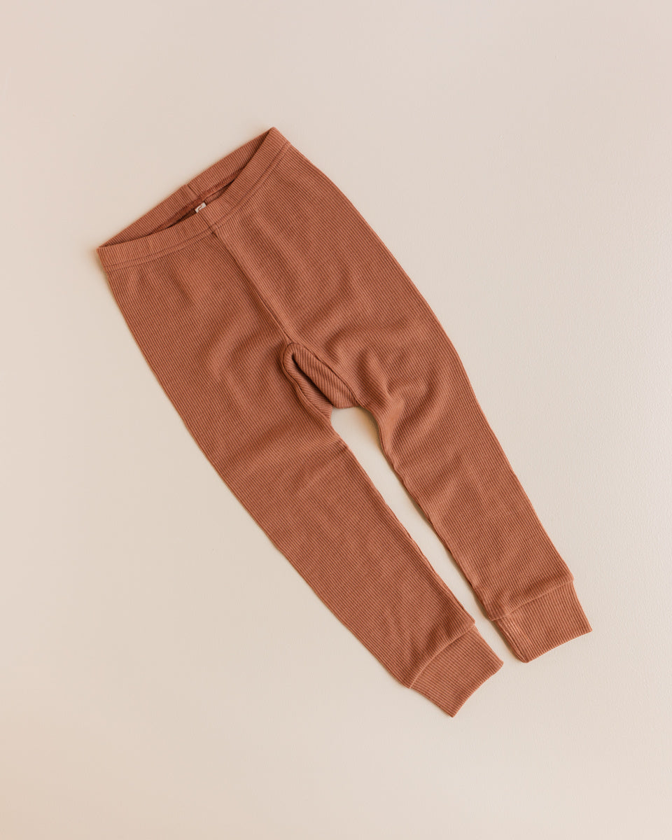 unaduna kids legging wool tiny rib sienna clay