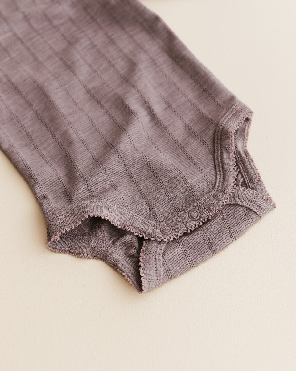 unaduna Rompertje longsleeves streepjes pointelle wol:zijde - heather melange 3