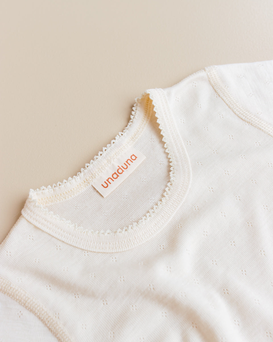 unaduna shirt short sleeves wool silk pointelle munkki natural