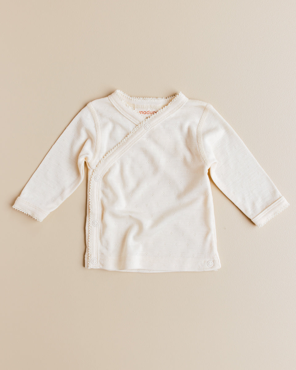 unaduna wikkelshirttje pointelle wol zijde munkki natural