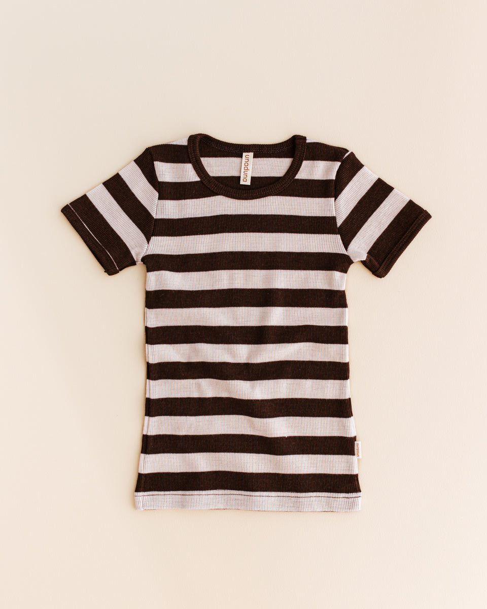 unaduna Wollen t-shirt short sleeves tiny rib - mazarin:kladdkaka