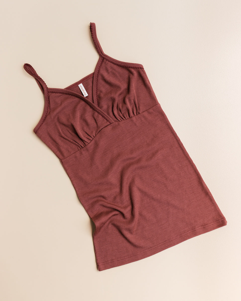 Unaduna women's chemise wool henna dune rib