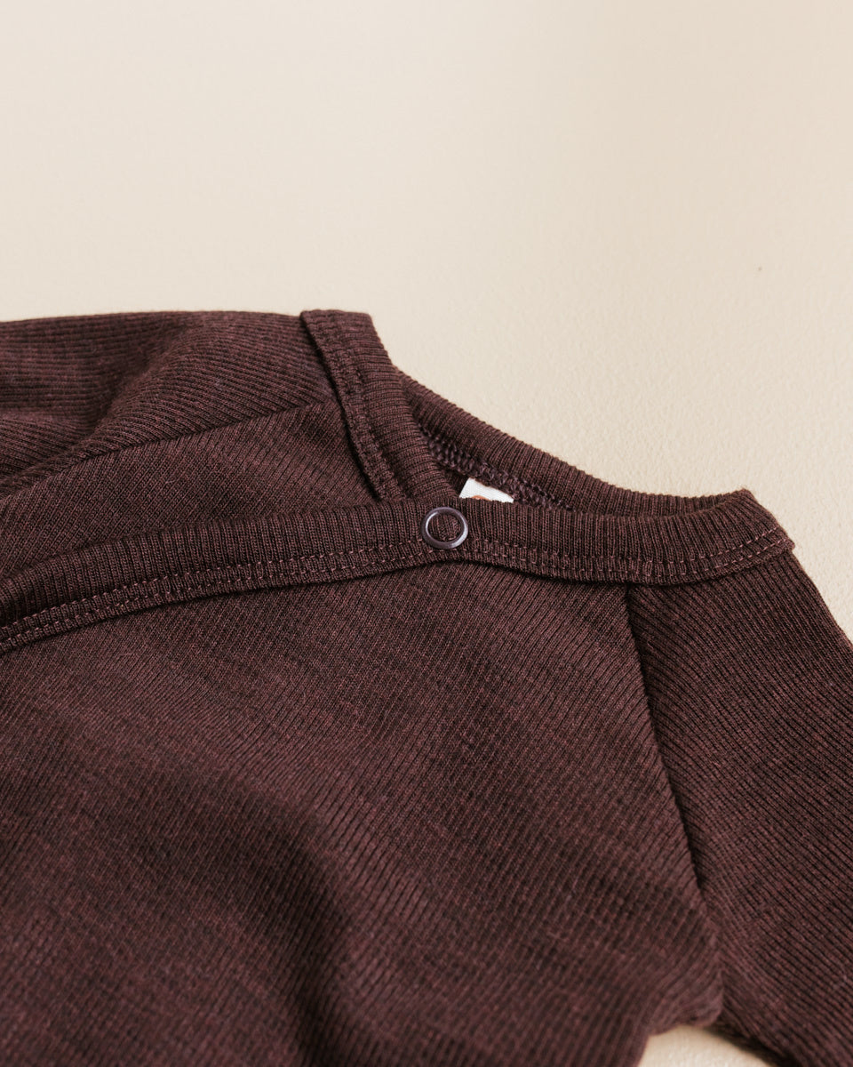 unaduna wrap around baby body brown tiny rib wool