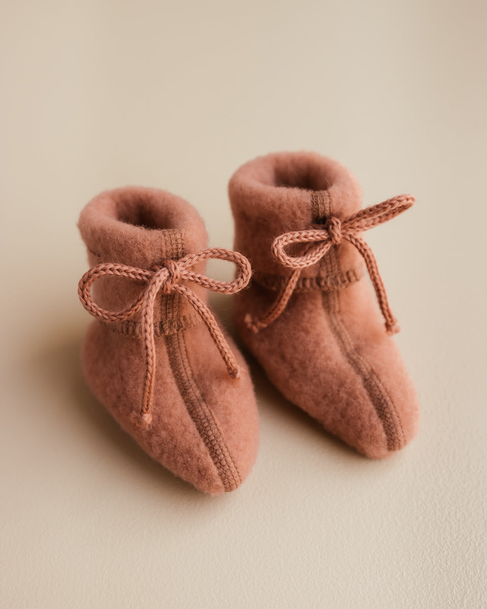 [Unaduna X Engel]-Wool fleece booties - sienna clay