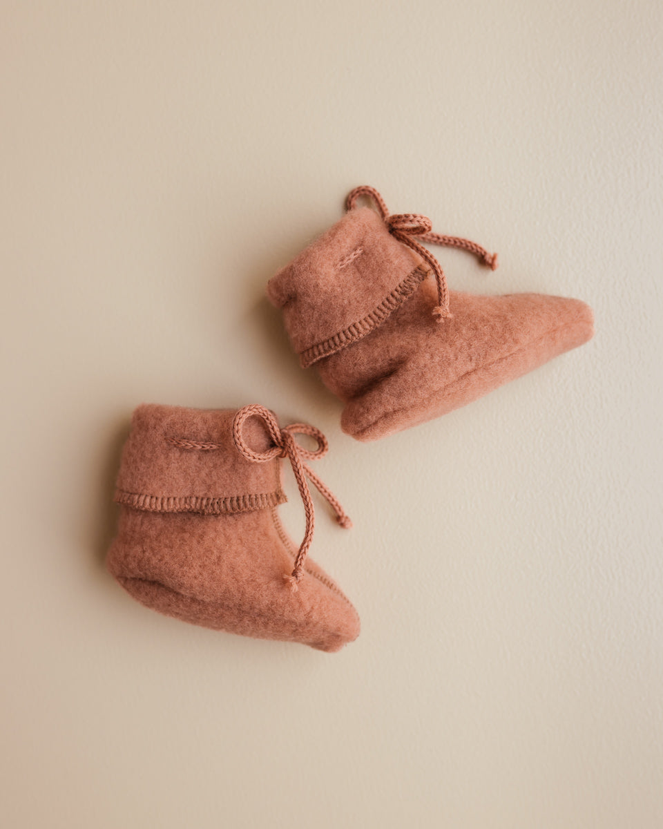 [Unaduna X Engel]-Wool fleece booties - sienna clay