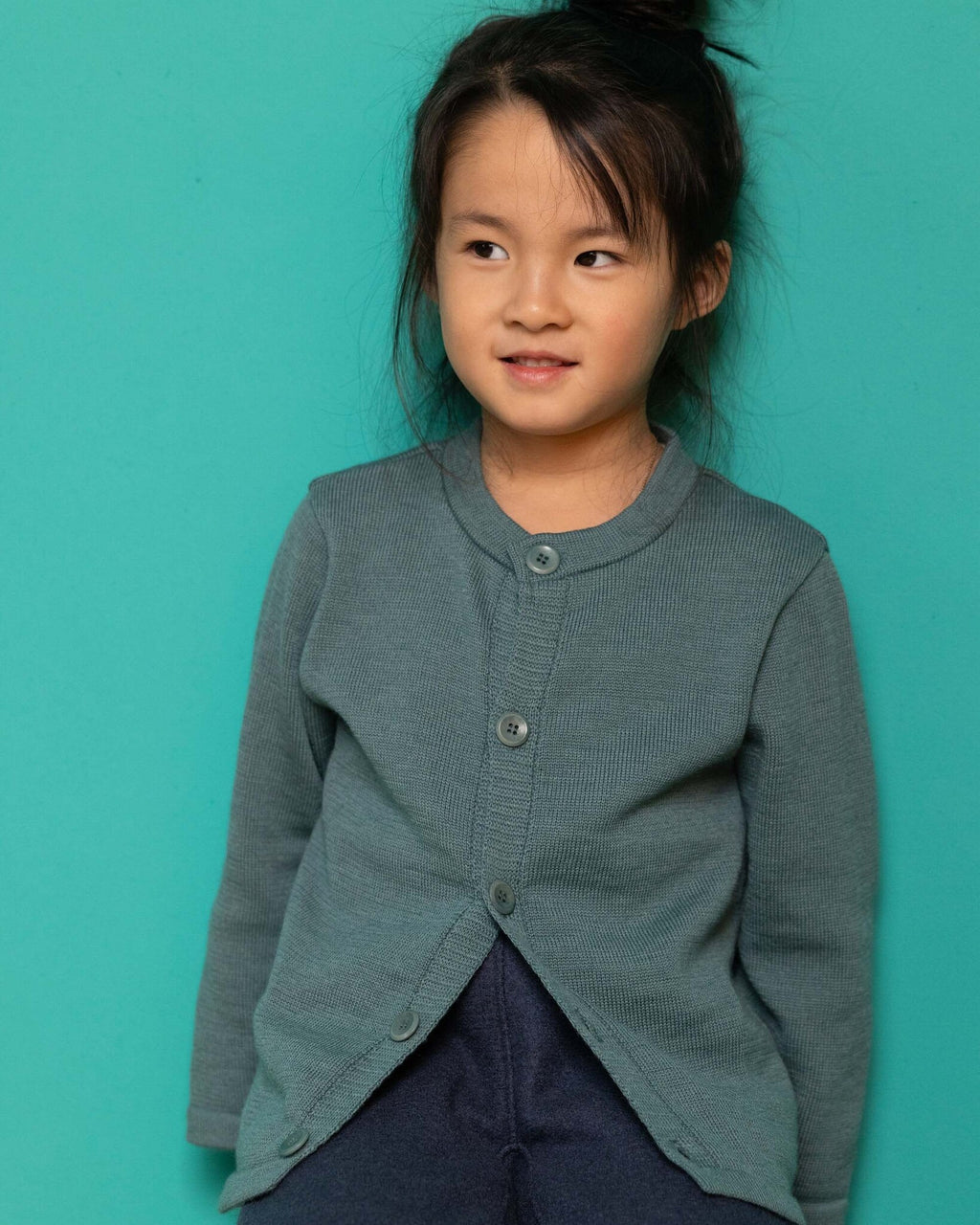 Vest van merino wol - eucalyptus-2