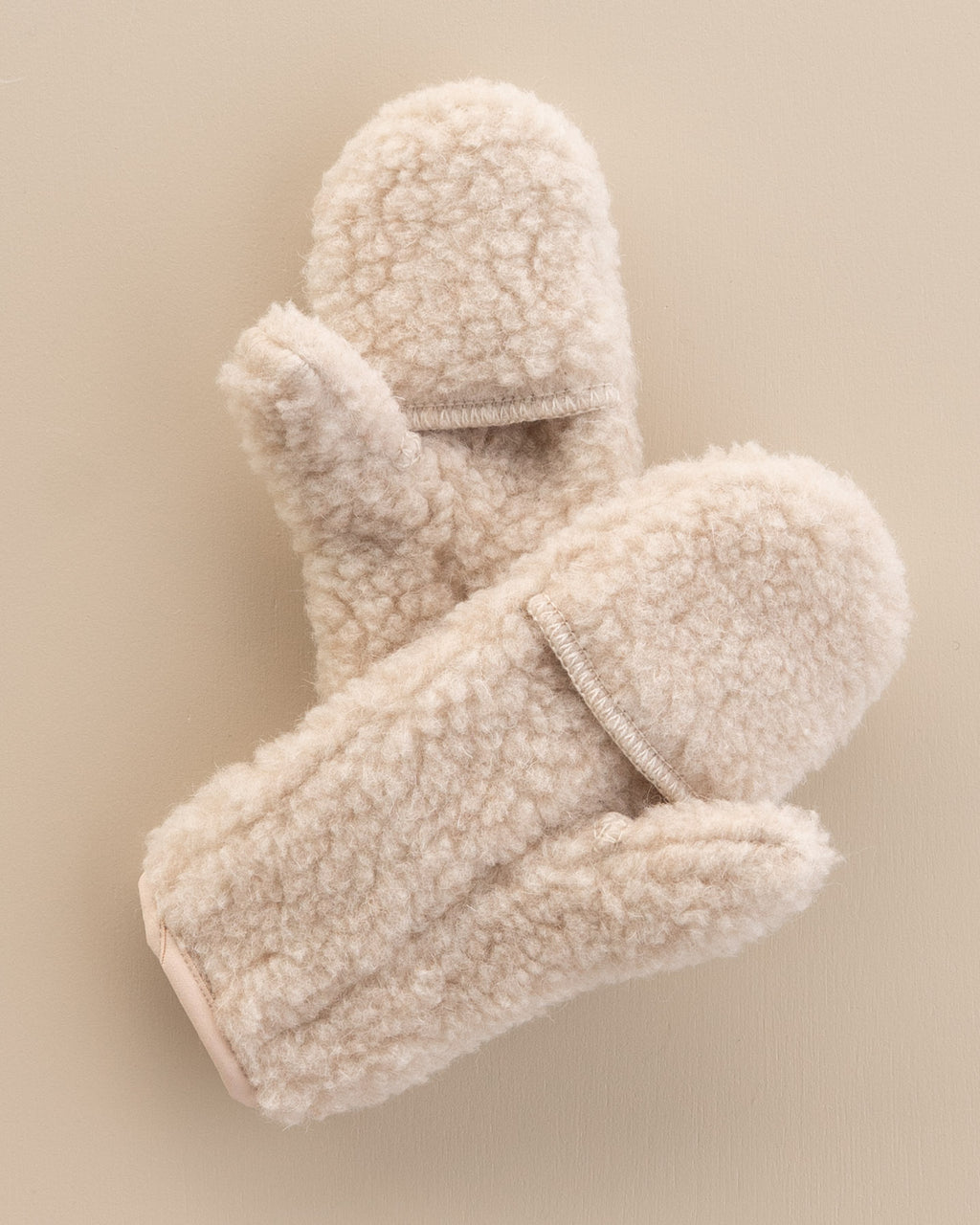 Wol pluche dames wanten - beige -2