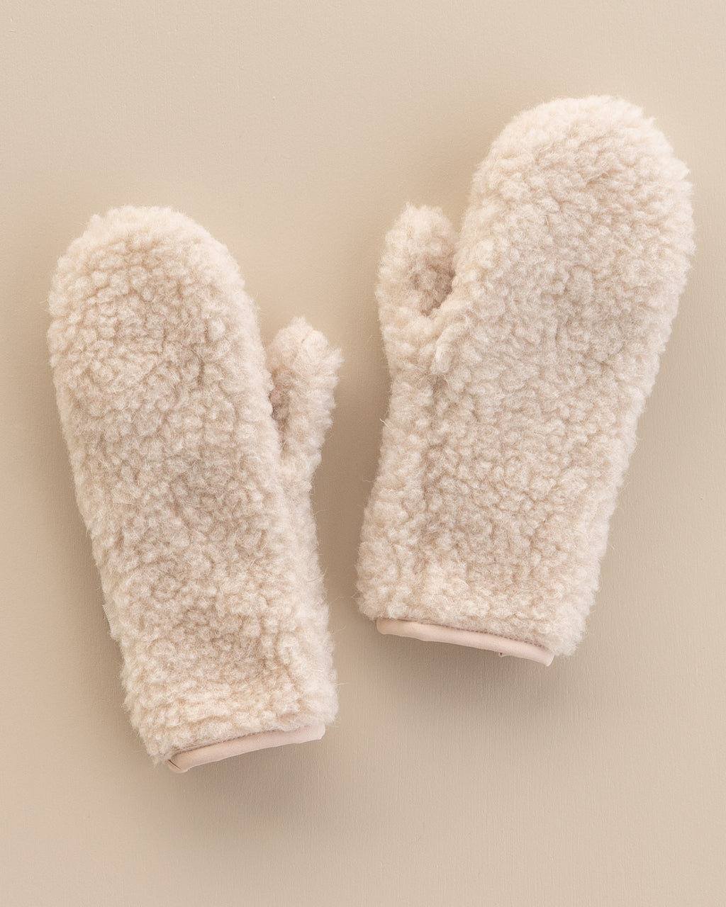 Wol pluche dames wanten - beige -4