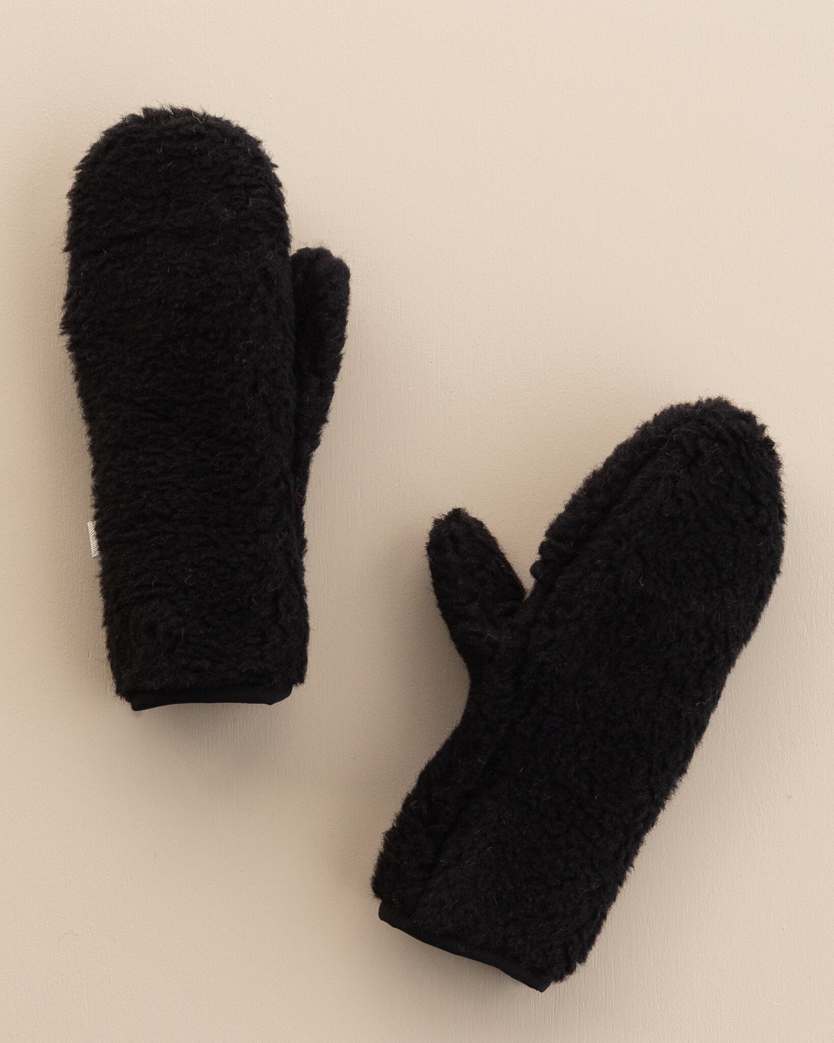 Wol pluche dames wanten - black