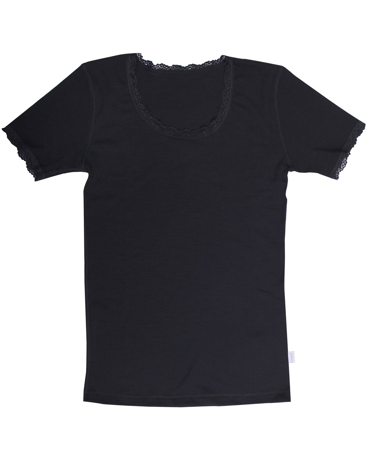 Wollen dames shirt short sleeve Cecilie - zwart 70403-6-311