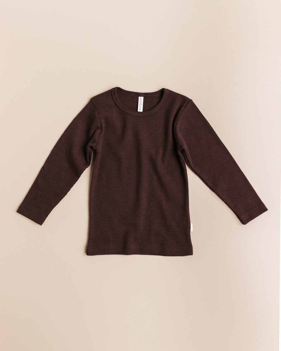 Wollen longsleeve tiny rib - kladdkaka