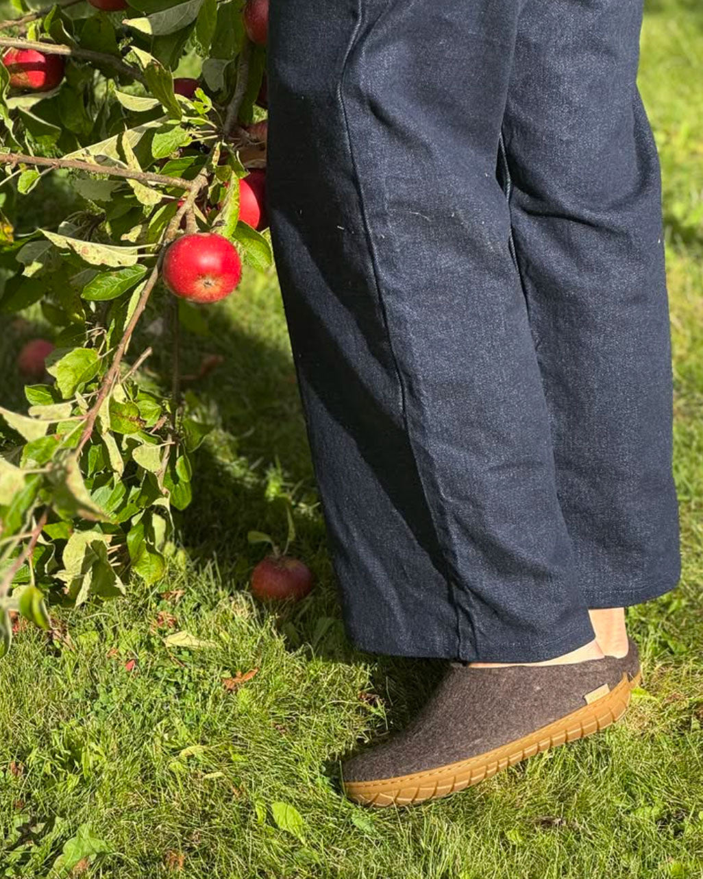 Wollen sloffen rubberen zool - chestnut-3