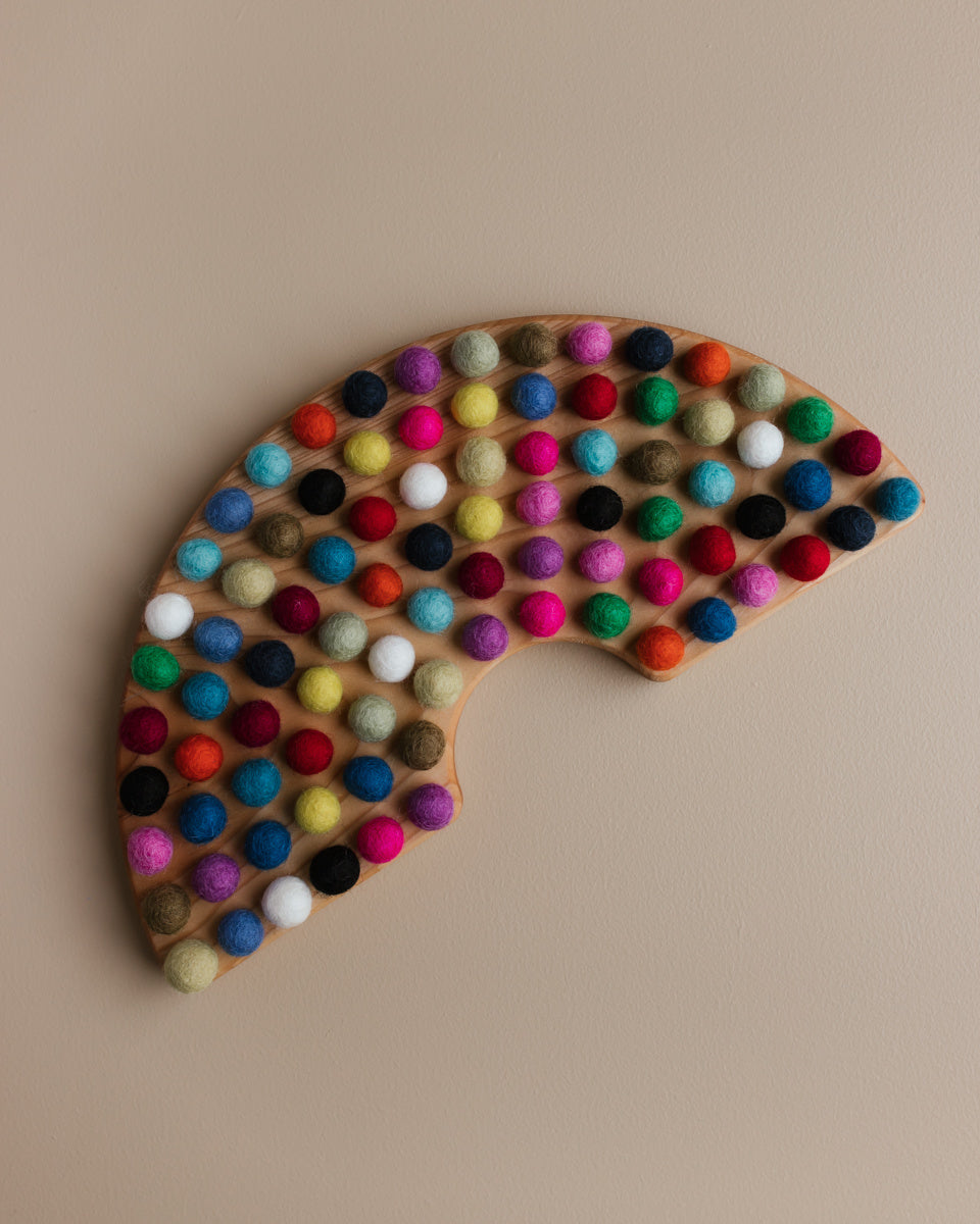 wooden rainbow felt balls bold
